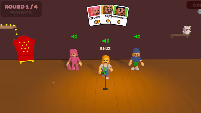 Mimic Party gameplay - a voice party round in progress